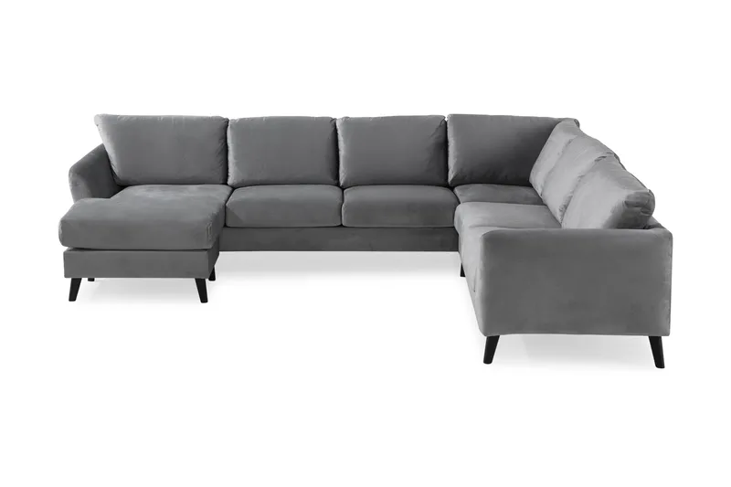 Trend 5-istuttava Vasenkätinen U-muotoinen Kulmasohva Divaanilla Sametista, Vaaleanharmaa