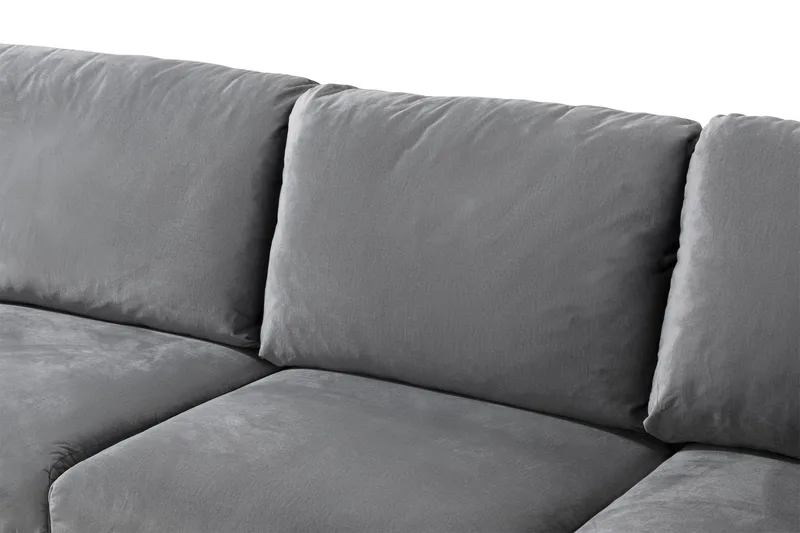 Trend 5-istuttava Vasenkätinen U-muotoinen Kulmasohva Divaanilla Sametista - Vaaleanharmaa - Huonekalut - Sohva - Kulmasohva - Kulmadivaanisohva