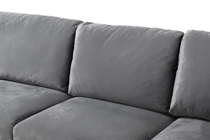 Trend 5-istuttava Vasenkätinen U-muotoinen Kulmasohva Divaanilla Sametista - Vaaleanharmaa - Huonekalut - Sohva - Kulmasohva - Kulmadivaanisohva