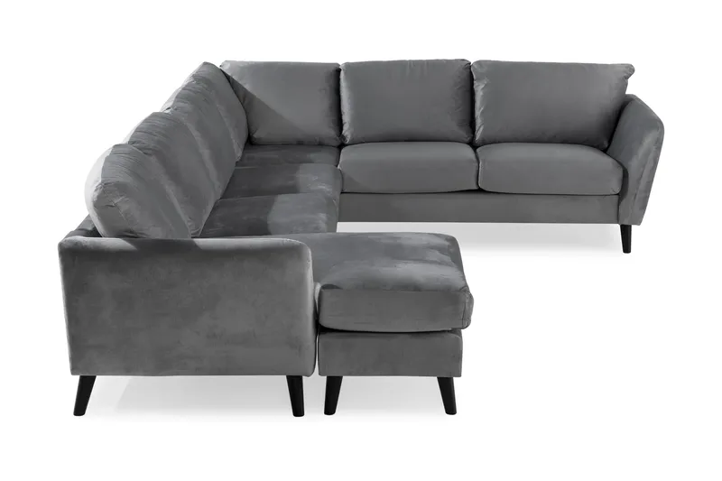 Trend 5-istuttava Vasenkätinen U-muotoinen Kulmasohva Divaanilla Sametista - Vaaleanharmaa - Huonekalut - Sohva - Kulmasohva - Kulmadivaanisohva