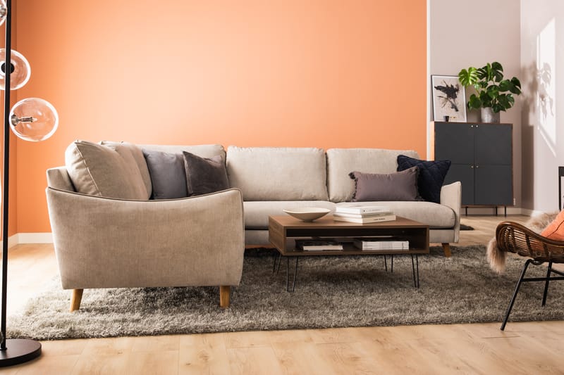 Trend Lyx 6-istuttava Käännettävä L-muotoinen Kulmasohva Kankaalla - Beige - Huonekalut - Sohva - Kulmasohva