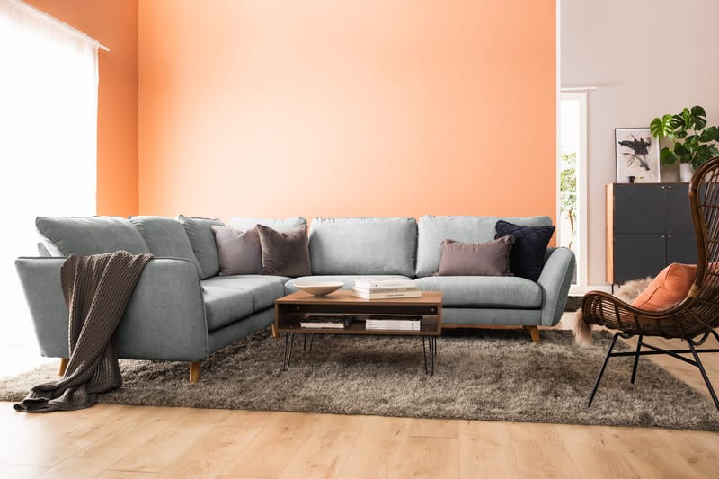 Trend Lyx 6-istuttava Käännettävä L-muotoinen Kulmasohva Kankaalla - Harmaa - Huonekalut - Sohva - Kulmasohva