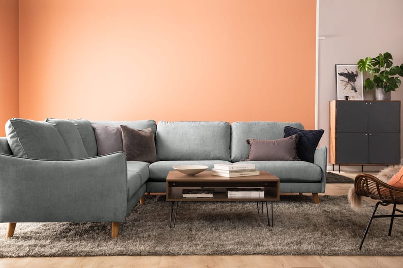 Trend Lyx 6-istuttava Käännettävä L-muotoinen Kulmasohva Kankaalla - Harmaa - Huonekalut - Sohva - Kulmasohva