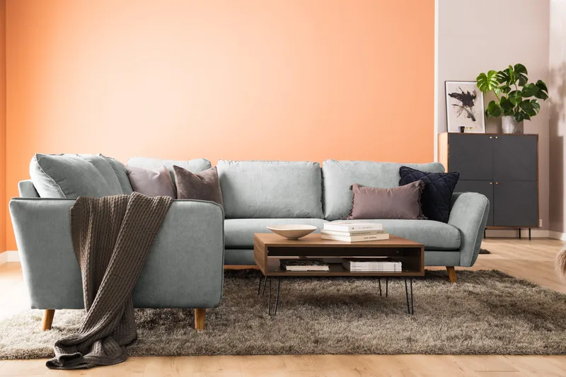 Trend Lyx 6-istuttava Käännettävä L-muotoinen Kulmasohva Kankaalla - Harmaa - Huonekalut - Sohva - Kulmasohva