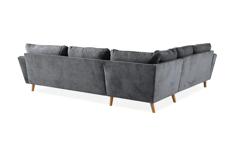 Trend Lyx 6-istuttava Käännettävä L-muotoinen Kulmasohva Kankaalla - Tummanharmaa - Huonekalut - Sohva - Kulmasohva