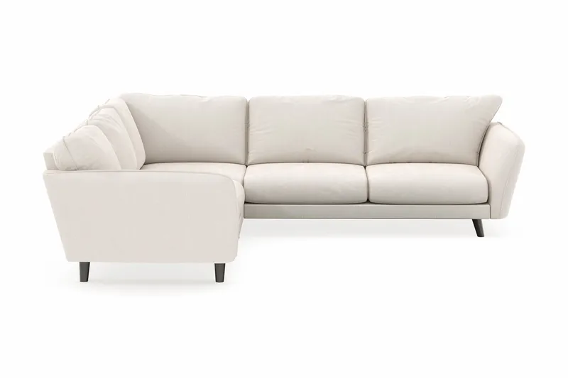 Trend Lyx 6-istuttava Käännettävä L-muotoinen Kulmasohva Sametilla, Kermanvalkoinen