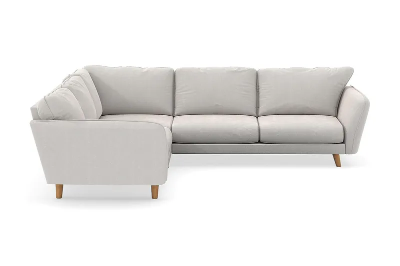 Trend Lyx 6-istuttava Käännettävä L-muotoinen Kulmasohva Sametilla - Kermanvalkoinen - Huonekalut - Sohva - Kulmasohva