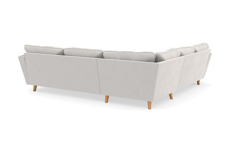 Trend Lyx 6-istuttava Käännettävä L-muotoinen Kulmasohva Sametilla - Kermanvalkoinen - Huonekalut - Sohva - Kulmasohva