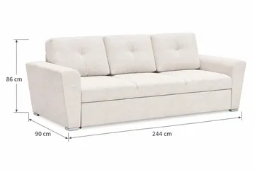 Leia 3-istuttava kankainen vuodesohva - Beige - Huonekalut - Sohva - Vuodesohva - 3 istuttava vuodesohva