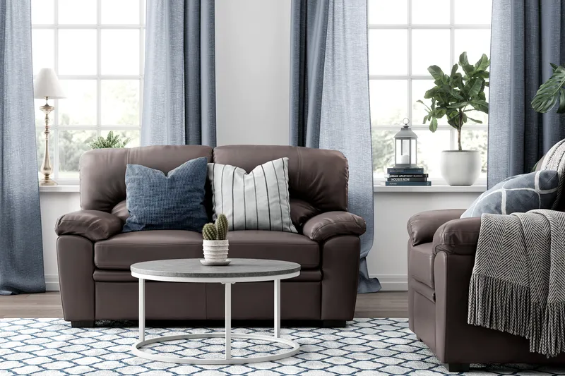 Lindby 2-istuttava keinonahkasohva - Ruskea - Huonekalut - Sohva - 2:n istuttava sohva