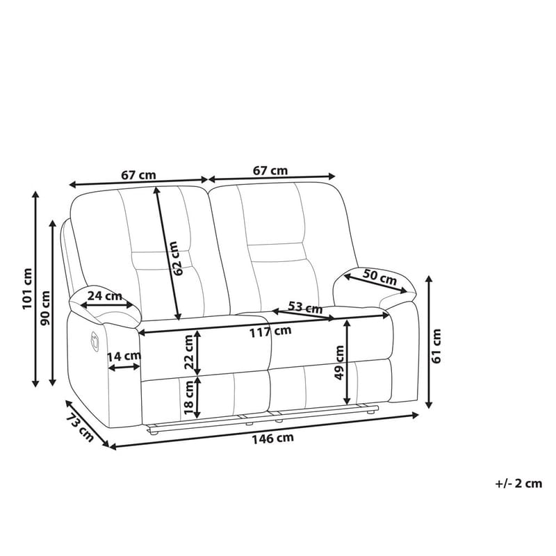2-istuttava sohva Bergen - Beige - Huonekalut - Sohva - Mekanismisohva - 2 istuttava mekanismisohva