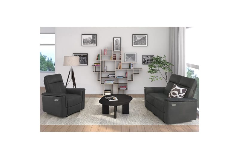 2-istuttava sohva Southbrook Harmaa, PU/Puu/Metalli, Sähköinen lepotuoli - Harmaa, PU/Puu/Metalli, Sähköinen lepotuoli - Huonekalut - Sohva - Mekanismisohva - 2 istuttava mekanismisohva