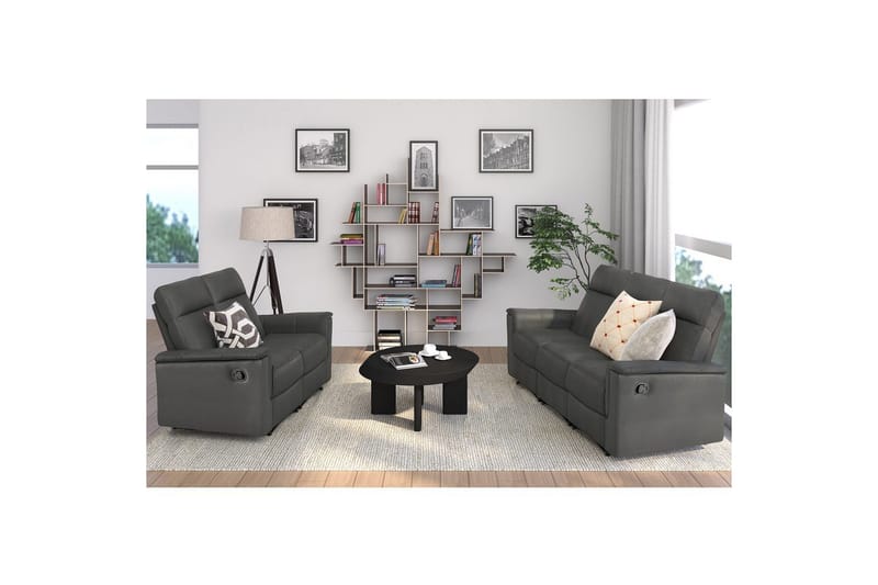 2-istuttava sohva Southbrook Harmaa, PU/Puu/Metalli, Manuaalinen nojatuoli - Harmaa, PU/Puu/Metalli, Manuaalinen nojatuoli - Huonekalut - Sohva - Mekanismisohva - 2 istuttava mekanismisohva