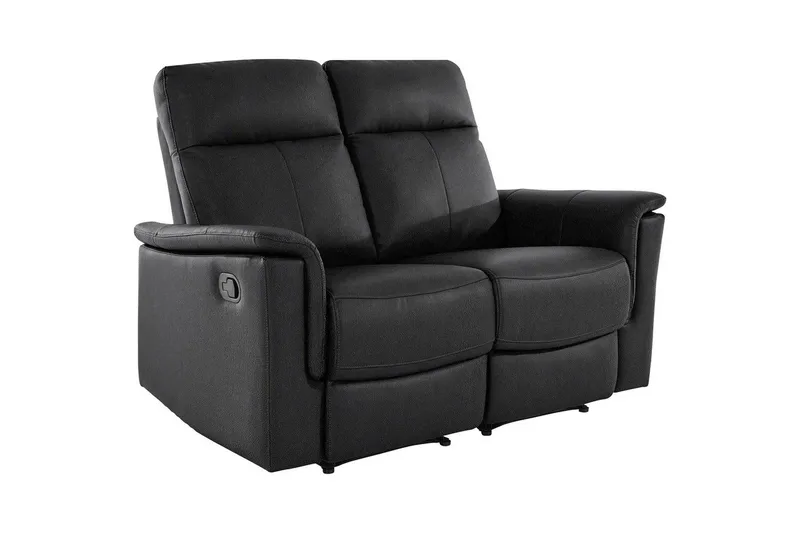 2-istuttava sohva Southbrook Musta, Aito nahka/PU/Puu/Metalli, Manuaalinen nojatuoli - Musta, Aito nahka/PU/Puu/Metalli, Manuaalinen nojatuoli - Huonekalut - Sohva - Mekanismisohva - 2 istuttava mekanismisohva