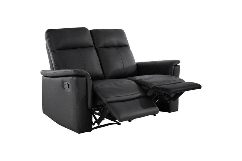 2-istuttava sohva Southbrook Musta, Aito nahka/PU/Puu/Metalli, Manuaalinen nojatuoli - Musta, Aito nahka/PU/Puu/Metalli, Manuaalinen nojatuoli - Huonekalut - Sohva - Mekanismisohva - 2 istuttava mekanismisohva