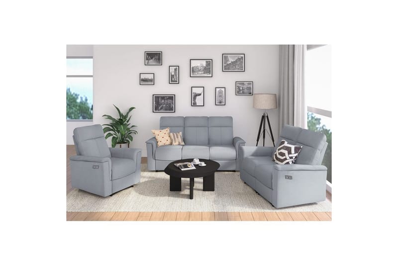 2-istuttava sohva Southbrook Vaaleanharmaa, Kangas/Puu/Metalli, Sähköinen lepotuoli - Vaaleanharmaa, Kangas/Puu/Metalli, Sähköinen lepotuoli - Huonekalut - Sohva - Mekanismisohva - 2 istuttava mekanismisohva