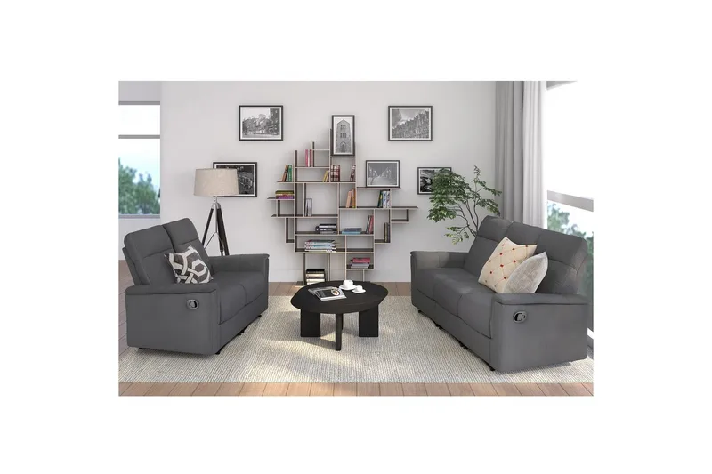 3-istuttava sohva Southbrook Antrasiitti, Kangas/Puu/Metalli, Manuaalinen nojatuoli - Antrasiitti, Kangas/Puu/Metalli, Manuaalinen nojatuoli - Huonekalut - Sohva - Mekanismisohva - 3 istuttava mekanismisohva