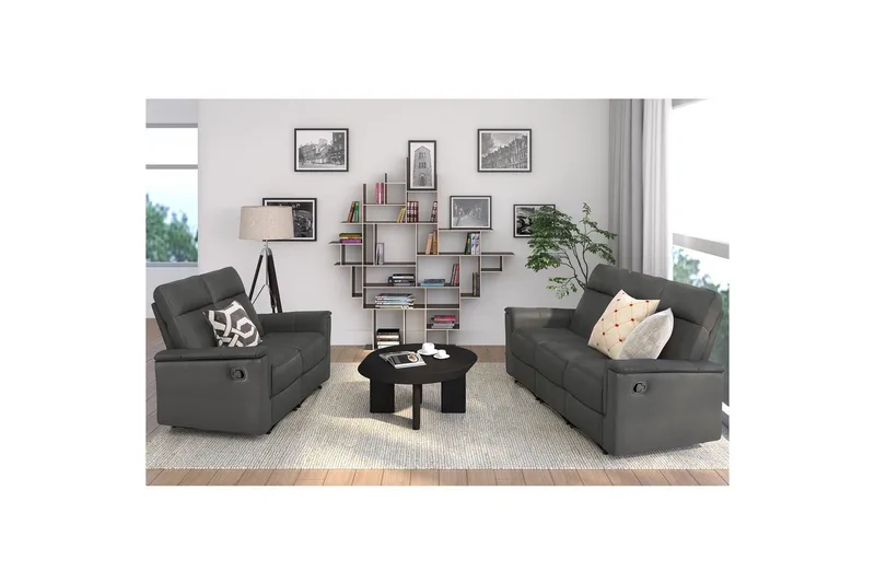 3-istuttava sohva Southbrook Harmaa, PU/Puu/Metalli, Manuaalinen nojatuoli - Harmaa, PU/Puu/Metalli, Manuaalinen nojatuoli - Huonekalut - Sohva - Mekanismisohva - 3 istuttava mekanismisohva