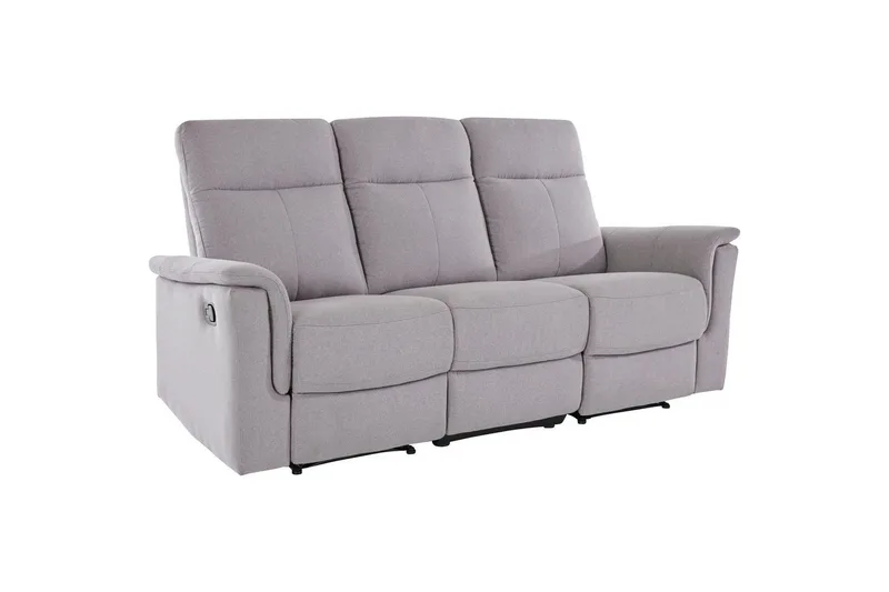 3-istuttava sohva Southbrook Vaaleanharmaa, Kangas/Puu/Metalli, Manuaalinen nojatuoli, Vaaleanharmaa, Kangas/Puu/Metalli, Manuaalinen nojatuoli