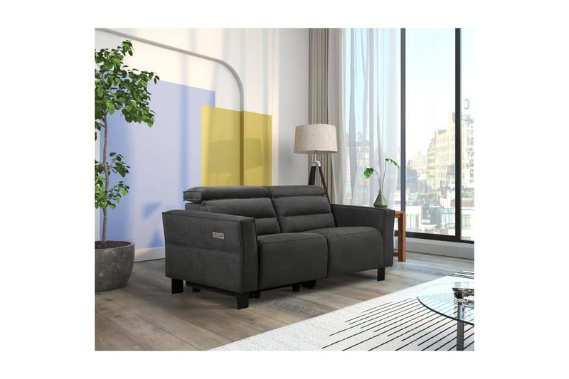 Carpari recliner 2-istuttava sohva 162 cm säädettävillä niskatuilla kangasverhoilulla - Harmaa - Huonekalut - Sohva - Mekanismisohva - 2 istuttava mekanismisohva