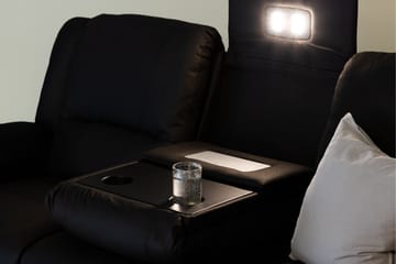 Kulmarecliner-sohva Comfort Living Singapore-recliner-sohva 3-istuttava keinonahka Musta - Huonekalut - Sohva - Mekanismisohva