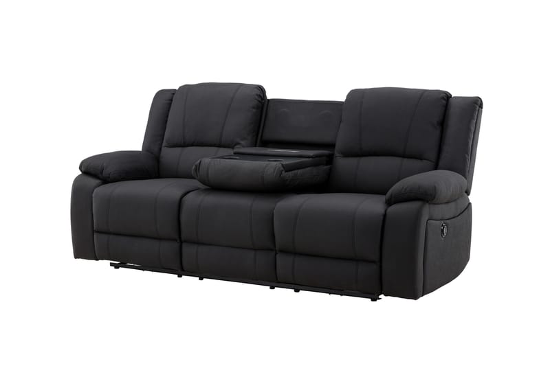 Kulmarecliner-sohva Comfort Living Singapore-recliner-sohva 3-istuttava keinonahka Musta - Huonekalut - Sohva - Mekanismisohva