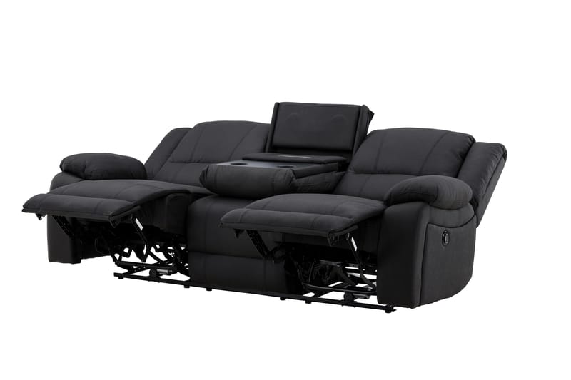 Kulmarecliner-sohva Comfort Living Singapore-recliner-sohva 3-istuttava keinonahka Musta - Huonekalut - Sohva - Mekanismisohva