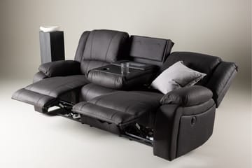 Kulmarecliner-sohva Comfort Living Singapore-recliner-sohva 3-istuttava keinonahka Musta - Huonekalut - Sohva - Mekanismisohva