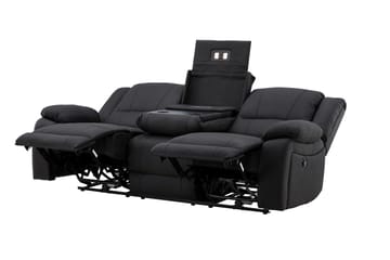 Kulmarecliner-sohva Comfort Living Singapore-recliner-sohva 3-istuttava keinonahka Musta - Huonekalut - Sohva - Mekanismisohva