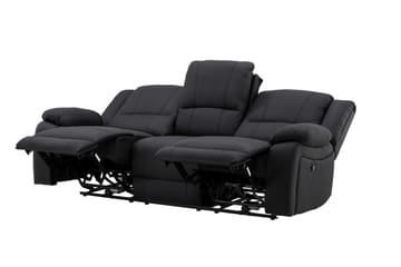 Kulmarecliner-sohva Comfort Living Singapore-recliner-sohva 3-istuttava keinonahka Musta - Huonekalut - Sohva - Mekanismisohva