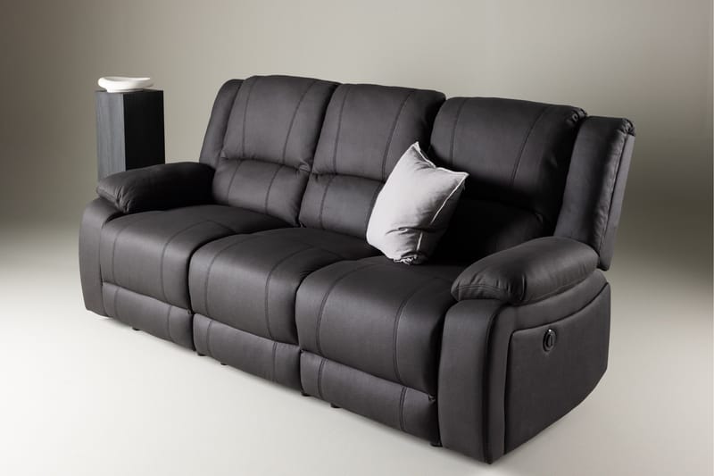 Kulmarecliner-sohva Comfort Living Singapore-recliner-sohva 3-istuttava keinonahka Musta - Huonekalut - Sohva - Mekanismisohva