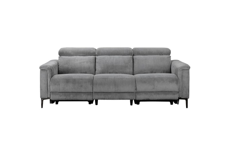 Lund 3-istuttava suorakulmainen kotiteatterisohva recliner 222 cm vakosametissa, Harmaa