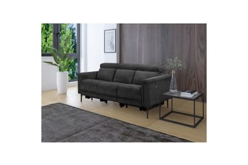 Lund 3-istuttava suorakulmainen kotiteatterisohva recliner 222 cm vakosametissa - Harmaa - Huonekalut - Sohva - Mekanismisohva - 3 istuttava mekanismisohva