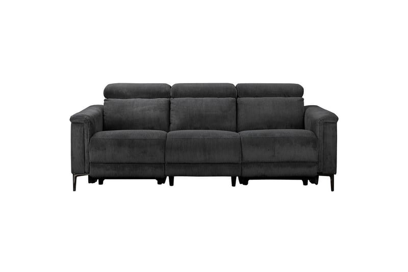 Lund 3-istuttava suorakulmainen kotiteatterisohva recliner 222 cm vakosametissa, Harmaa