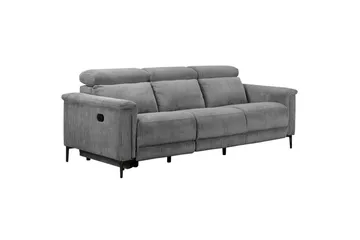 Lund 3-istuttava suorakulmainen kotiteatterisohva recliner 222 cm vakosametissa - Harmaa - Huonekalut - Sohva - Mekanismisohva - 3 istuttava mekanismisohva