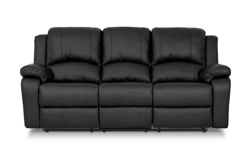 Norbo Mukava Recliner-sohva 3-istuttava Keinonahka - Kallistettava sohva - Kotiteatterisohva - Musta - Huonekalut - Sohva - Mekanismisohva - 3 istuttava mekanismisohva