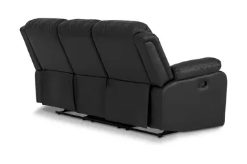 Norbo Mukava Recliner-sohva 3-istuttava Keinonahka - Kallistettava sohva - Kotiteatterisohva - Musta - Huonekalut - Sohva - Mekanismisohva - 3 istuttava mekanismisohva