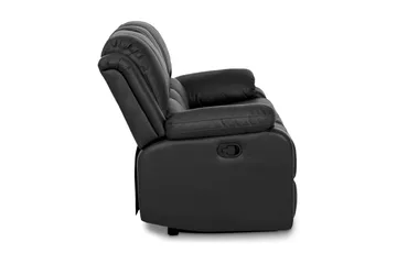 Norbo Mukava Recliner-sohva 3-istuttava Keinonahka - Kallistettava sohva - Kotiteatterisohva - Musta - Huonekalut - Sohva - Mekanismisohva - 3 istuttava mekanismisohva