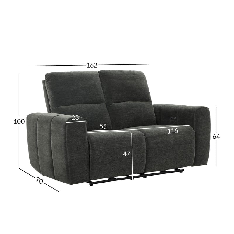 Recliner-sohva Ödmark 2-istuttava sähköisellä mekanismilla - harmaa - Huonekalut - Sohva - Mekanismisohva - 2 istuttava mekanismisohva