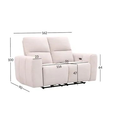 Recliner-sohva Ödmark 2-istuttava sähköisellä mekanismilla - vaaleanbeige - Huonekalut - Sohva - Mekanismisohva - 2 istuttava mekanismisohva