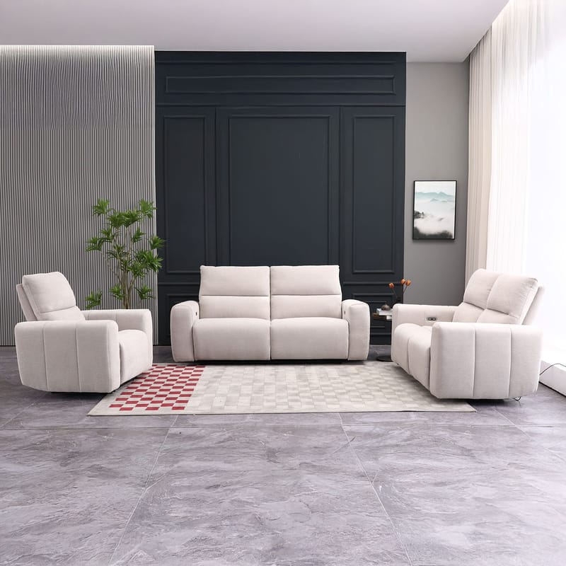 Recliner-sohva Ödmark 3-istuttava sähköisellä mekanismilla - vaaleanbeige - Huonekalut - Sohva - Mekanismisohva - 3 istuttava mekanismisohva