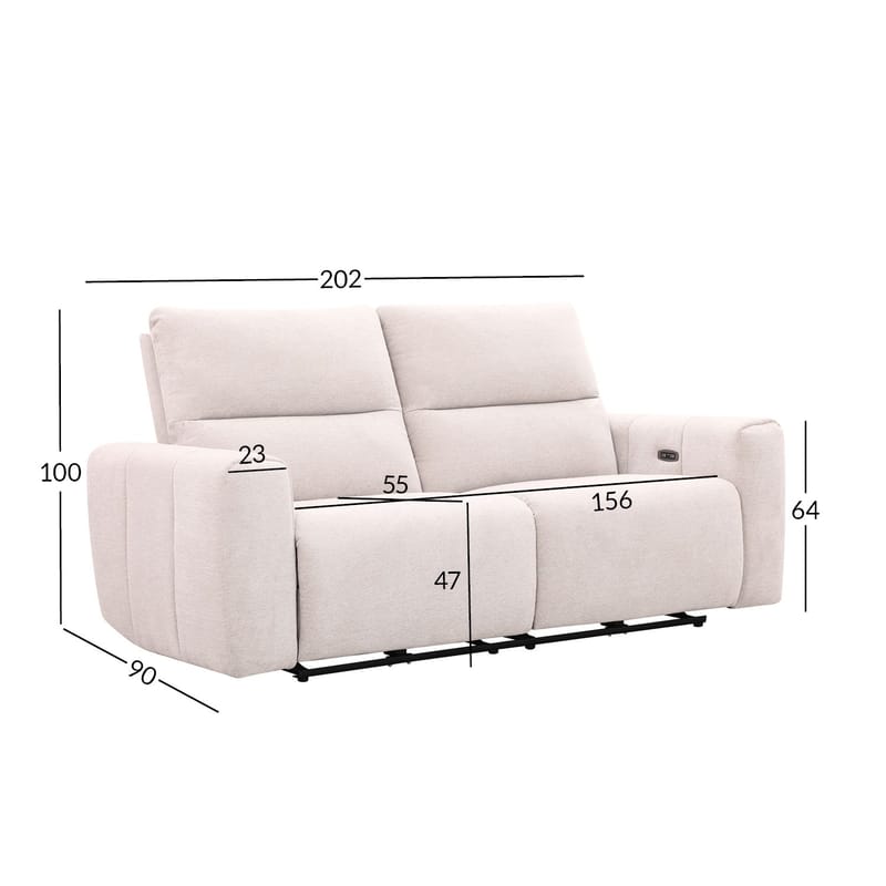 Recliner-sohva Ödmark 3-istuttava sähköisellä mekanismilla - vaaleanbeige - Huonekalut - Sohva - Mekanismisohva - 3 istuttava mekanismisohva