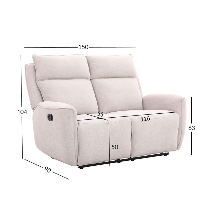 Recliner-sohva Östvik 2-istuttava manuaalisella mekanismilla - beige - Huonekalut - Sohva - Mekanismisohva - 2 istuttava mekanismisohva