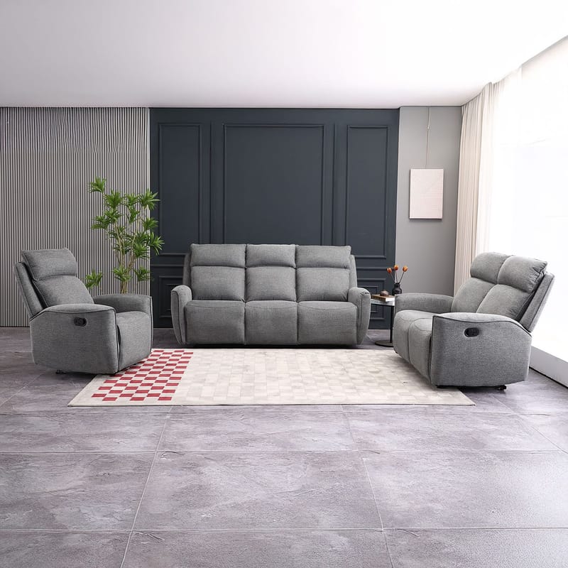 Recliner-sohva Östvik 2-istuttava manuaalisella mekanismilla - harmaa - Huonekalut - Sohva - Mekanismisohva - 2 istuttava mekanismisohva