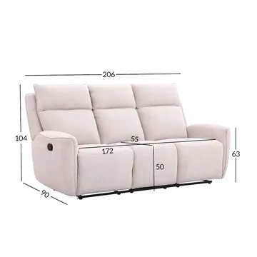 Recliner-sohva Östvik 3-istuttava manuaalisella mekanismilla - beige - Huonekalut - Sohva - Mekanismisohva - 3 istuttava mekanismisohva