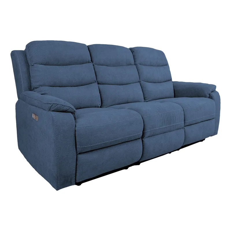 Recliner-sohva Blenor 3-istuttava sähköisellä mekanismilla, sininen