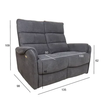 Recliner-sohva Dalsor 2-istuttava sähköisellä mekanismilla - Harmaa - Huonekalut - Sohva - Mekanismisohva - 2 istuttava mekanismisohva
