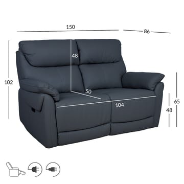 Recliner-sohva Dalsor 2-istuttava sähköisellä mekanismilla - tummanharmaa - Huonekalut - Sohva - Mekanismisohva - 2 istuttava mekanismisohva