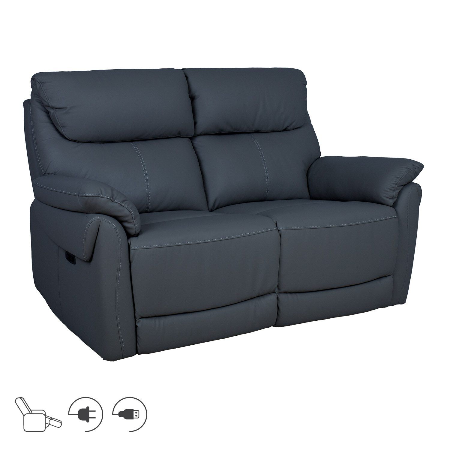 Recliner-sohva Dalsor 2-istuttava sähköisellä mekanismilla - tummanharmaa