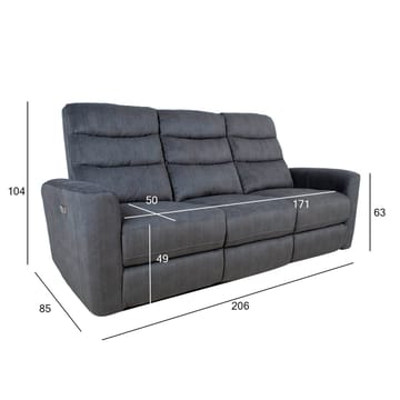 Recliner-sohva Darvi 3-istuttava sähköisellä mekanismilla - harmaa sametti - Huonekalut - Sohva - Mekanismisohva